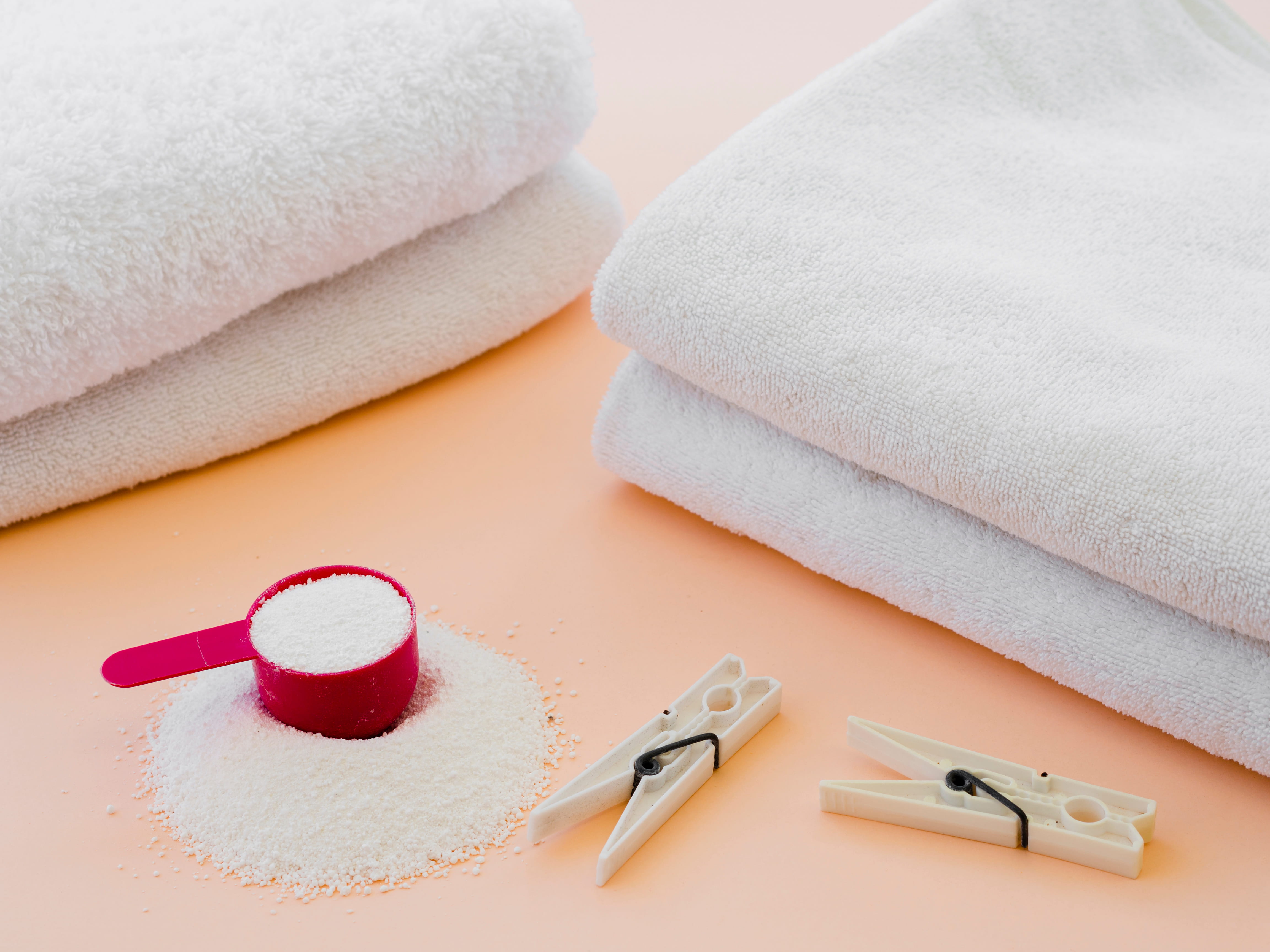 baking soda and towels close up